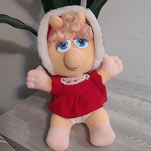 Vintage 1987 Baby Miss Piggy Plush Christmas Jim Henson McDonalds Muppet